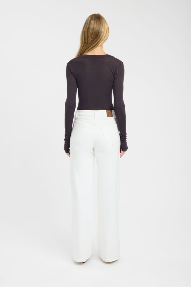 back Silas Wool Top Kookai Fitted Scoopneck Long sleeve Womens-Blouse 
