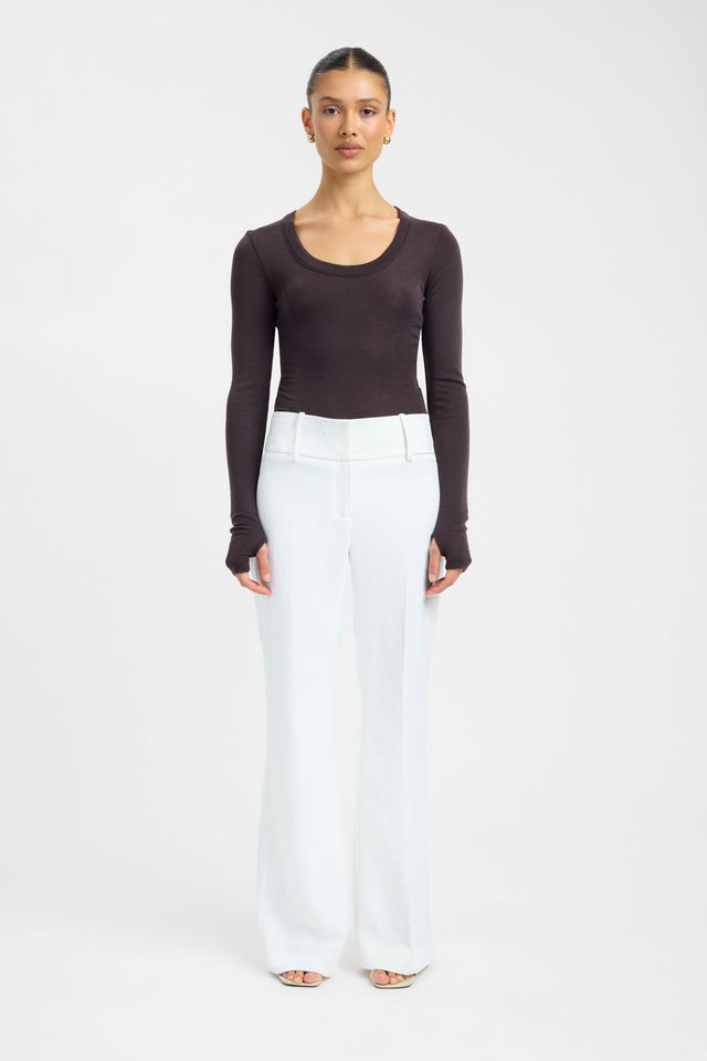 Silas Wool Top Kookai Fitted Scoopneck Long sleeve Womens-Blouse 