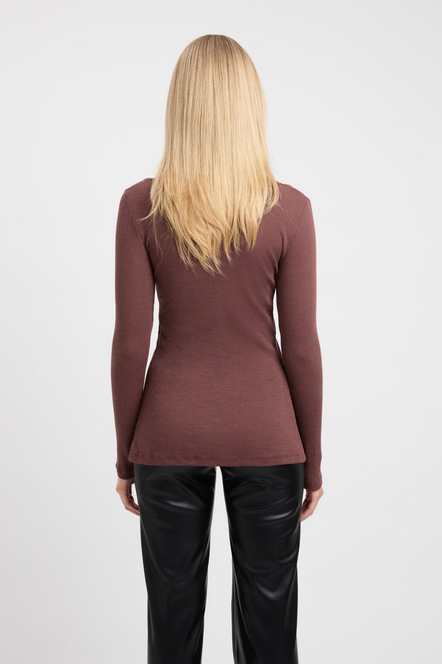 front Denver Merino Wool Top Kookai Fitted Roundneck Long sleeve Womens-Blouse 