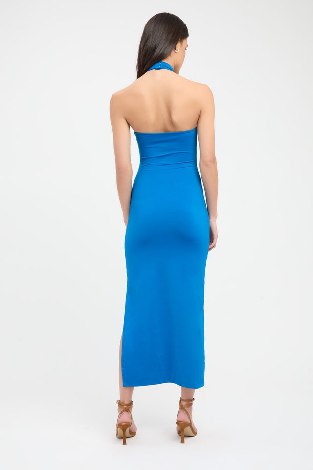 front Archer Midi Dress Kookai Bodycon Midi Fitted Highneck blue womens-dresses 