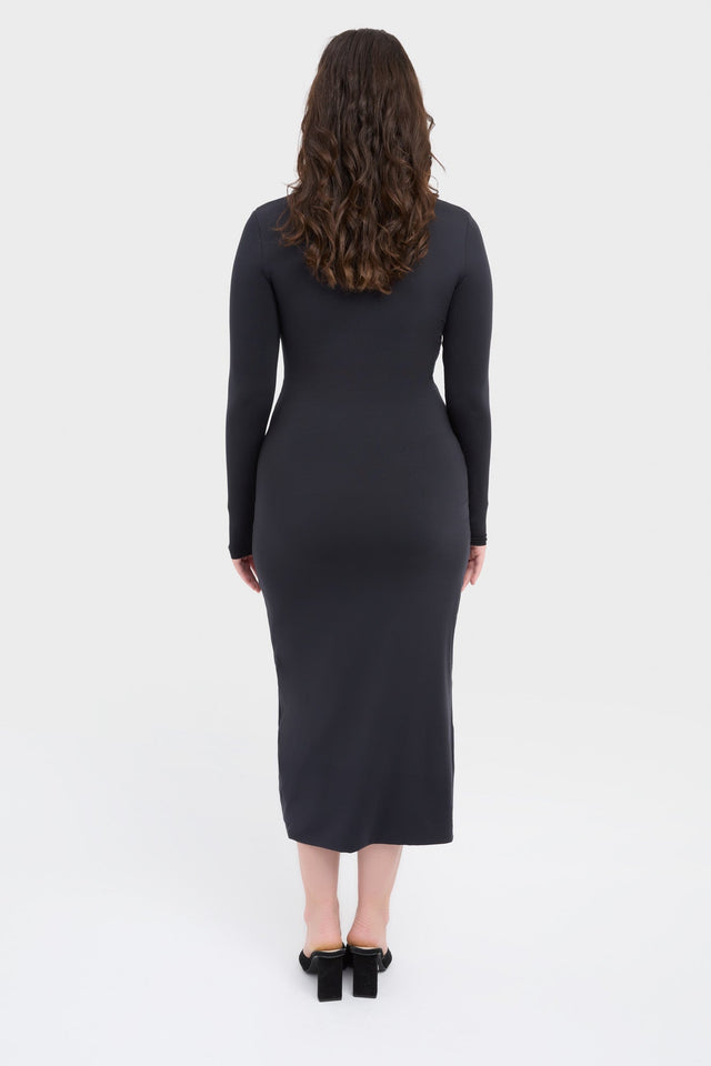 product Kasia Dress Kookai Bodycon Midi Fitted V-neck black womens-dresses 
