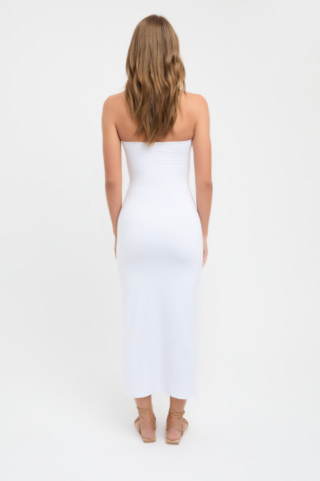 product Sunday Halter Dress Kookai Bodycon Midi Fitted V-neck white womens-dresses 