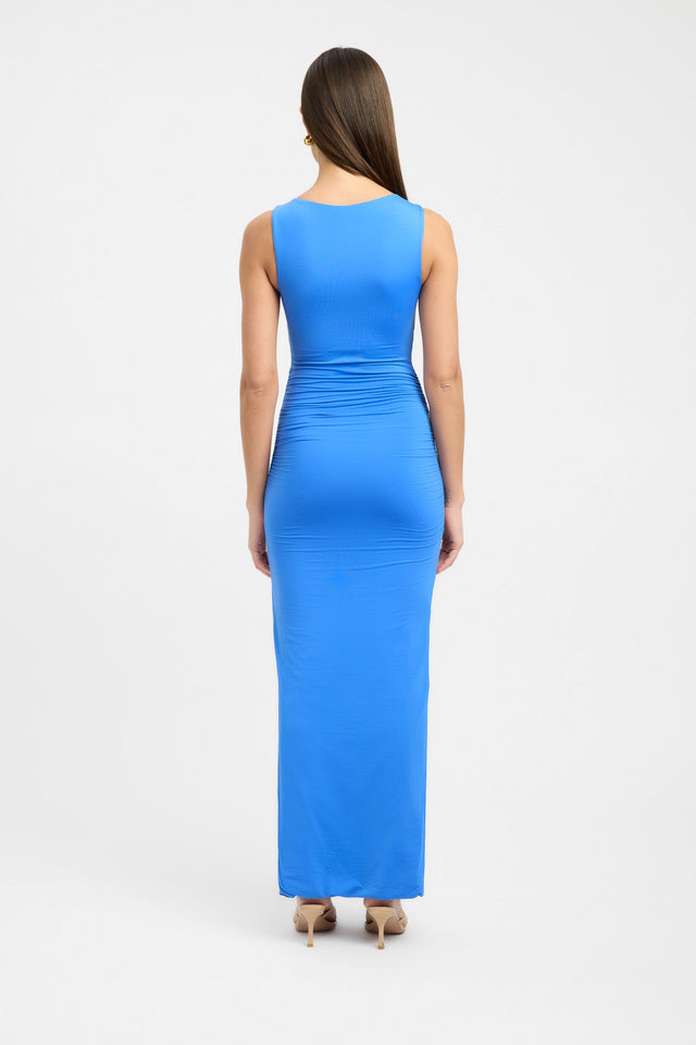 front Estelle Midi Dress Kookai Straight Maxi Fitted Boatneck white womens-dresses 