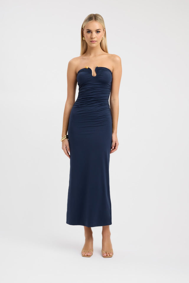 side Tayla Trim Maxi Dress Kookai Bodycon Maxi Fitted Sweetheart darkblue womens-dresses 