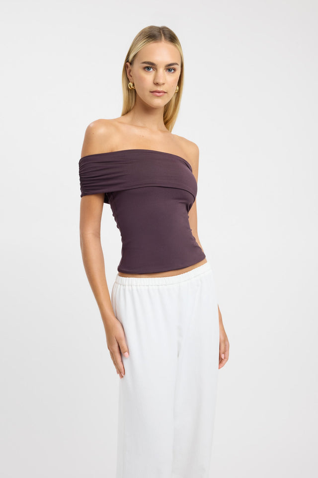 side Aston Top Kookai Fitted Asymmetry Sleeveless Womens-Blouse 
