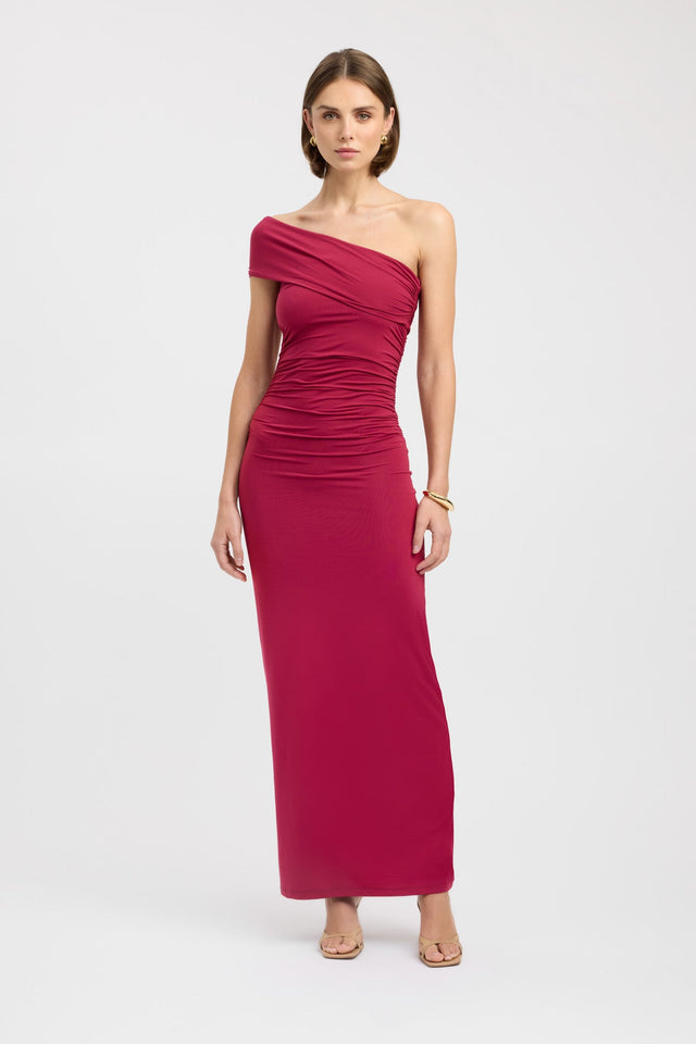 front Aston Maxi Dress Kookai Bodycon Maxi Fitted Asymmetry black womens-dresses 