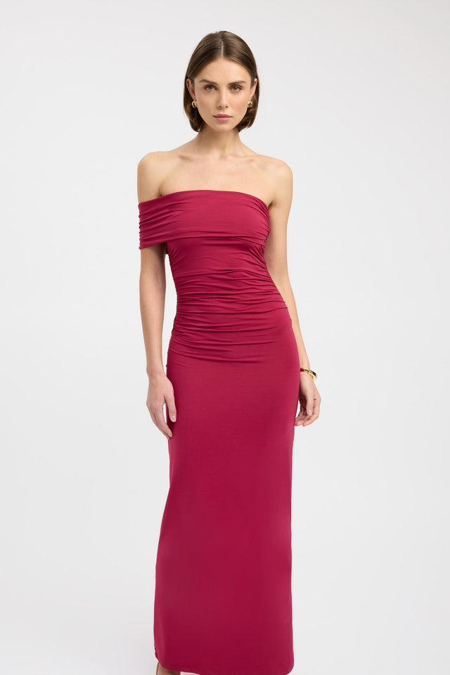 side Aston Maxi Dress Kookai Bodycon Maxi Fitted Asymmetry black womens-dresses 
