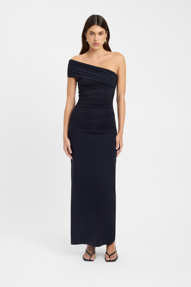 side Aston Maxi Dress Kookai Bodycon Maxi Fitted Asymmetry grey womens-dresses 
