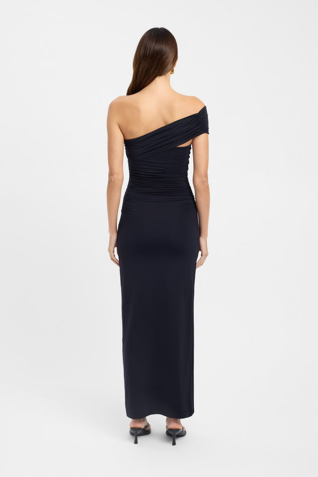 back Aston Maxi Dress Kookai Bodycon Maxi Fitted Asymmetry grey womens-dresses 