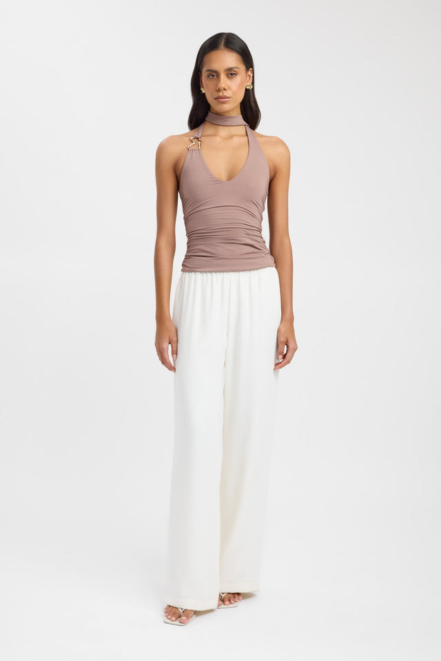 side Demi Top Kookai Relaxed Thin strap Scoop white womens-singlets 