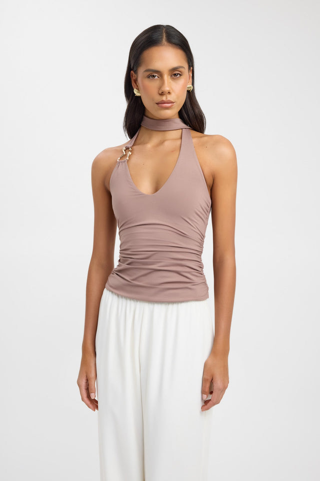 front Demi Top Kookai Relaxed Thin strap Scoop white womens-singlets 