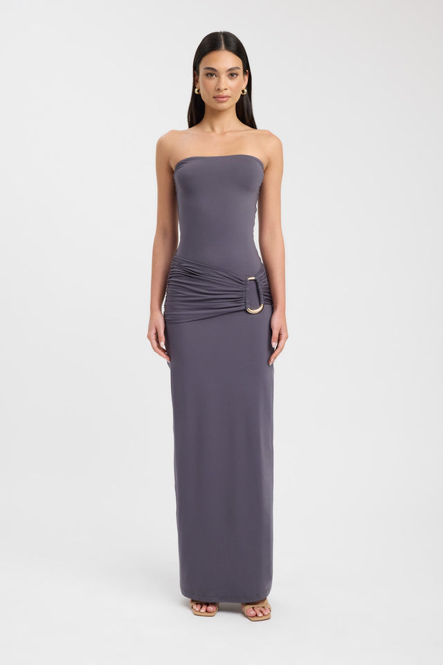 front Torin Trim Maxi Dress Kookai Bodycon Maxi Fitted Straight grey womens-dresses 