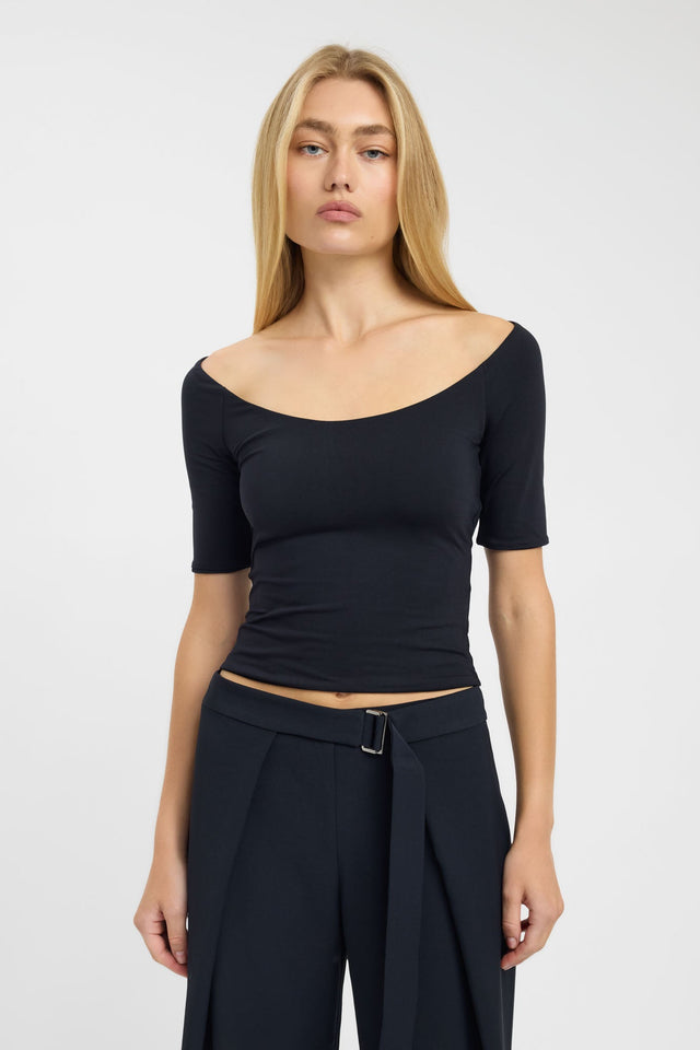 front Kaia Top Kookai Fitted Scoopneck Half sleeves Womens-Blouse 