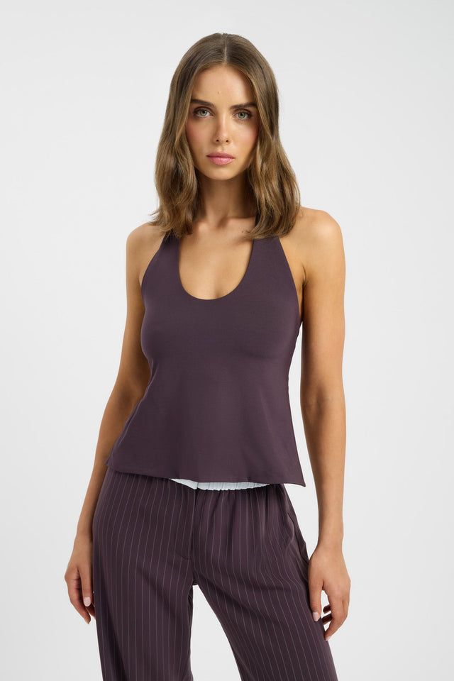 front Tay Top Kookai Fitted Scoopneck Sleeveless Womens-Blouse 