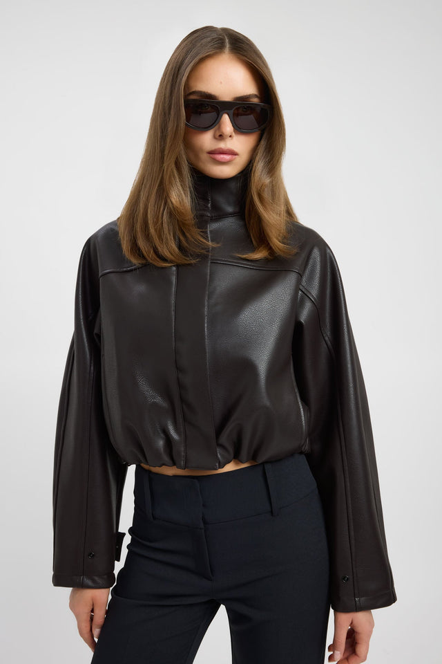 Crafted with the Heavy Phoenix Funnel Jacket in womens coats and jackets featuring full sleeves, bomber style, short length, and black colour on-body