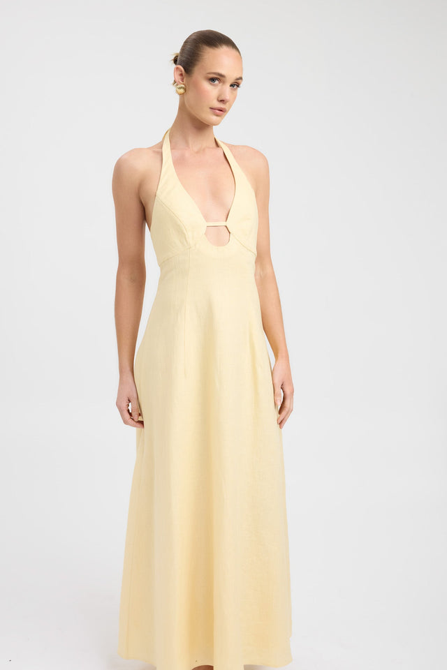 Palm Halter Maxi Dress