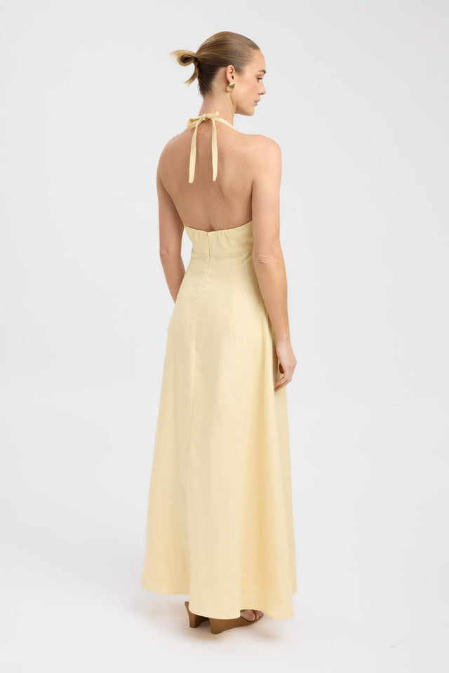Palm Halter Maxi Dress
