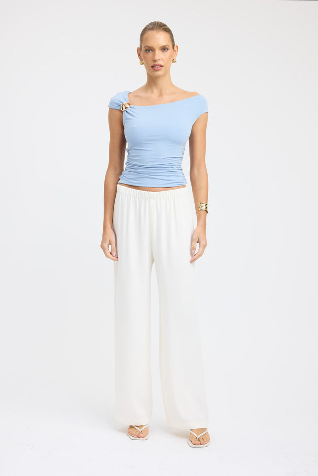 front Mara Top Kookai Fitted Roundneck Sleeveless Womens-Blouse 