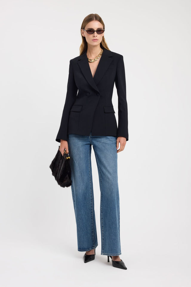 Featuring the Alto Cinched Blazer in womens coats and jackets with full sleeves and regular length in black front