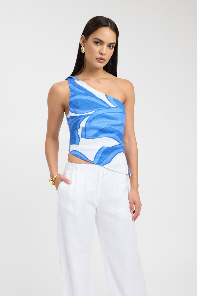 front Zani Twist Top Kookai Fitted Asymmetry Sleeveless Womens-Blouse 