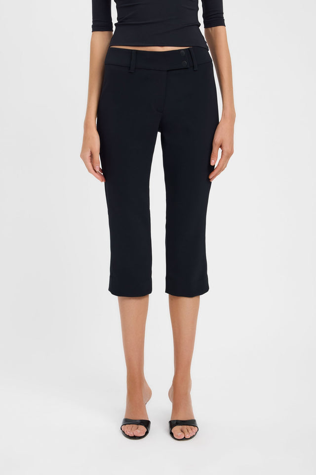 Featuring the Alto Tab Capri Pant in womens-regular-pants with regular high-rise black styling detail