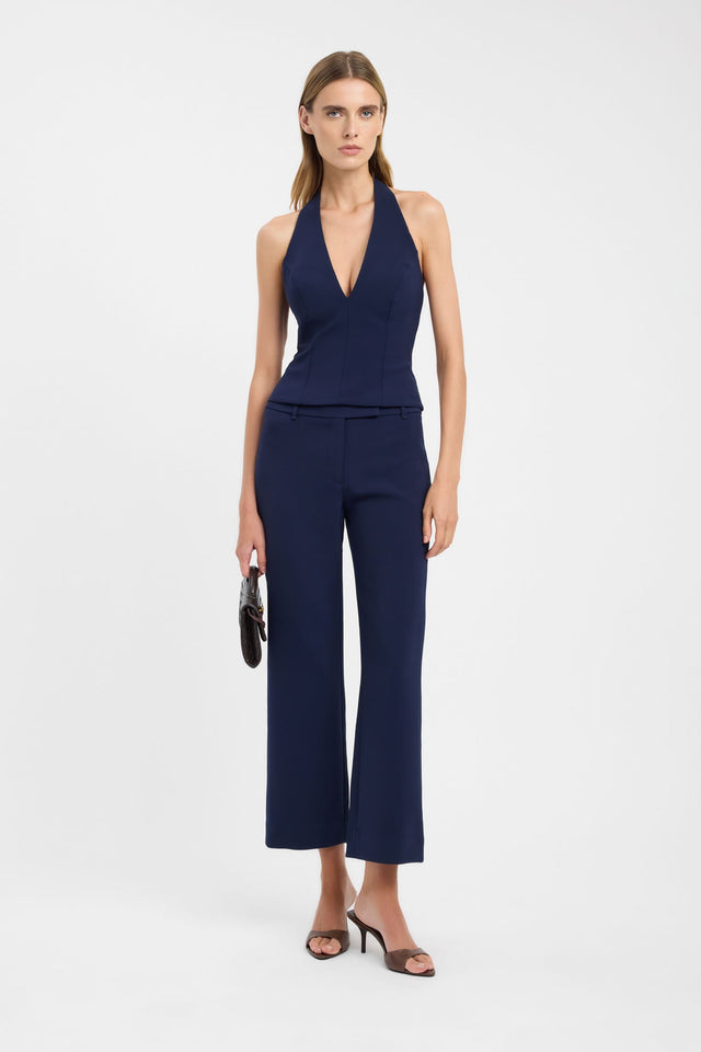 Presenting the Alto Staple Pant in womens regular pants with wide-leg high-rise navy product