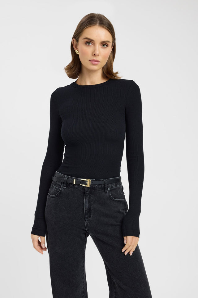 front Sunday Long Sleeve Top Kookai Fitted Roundneck Long sleeve Womens-Blouse 