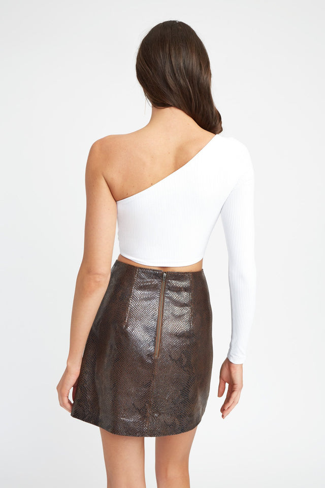 One Shoulder Long Sleeve Crop
